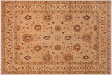 Shabby Chic Ziegler Nenita Tan Beige Hand-Knotted Wool Rug - 7'10'' x 10'4''