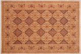 Shabby Chic Ziegler Laveta Brown Gold Hand-Knotted Wool Rug - 6'4'' x 8'5''