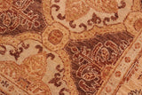 handmade Transitional Kafkaz Chobi Ziegler Brown Gold Hand Knotted RECTANGLE 100% WOOL area rug 6 x 8