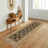 handmade Traditional Kafkaz Charcoal Ivory Hand Knotted RUNNER 100% WOOL area rug 3x9 