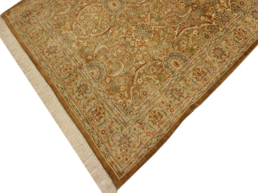 handmade Traditional Qaseem Bond Brown Tan Hand Knotted RECTANGLE 100% WOOL area rug 4x6