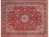 Isphan Pak Persian Leo Red/Blue Wool Rug - 8'2'' x 10'4''