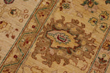 handmade Traditional Kafkaz Chobi Ziegler Beige Gold Hand Knotted RECTANGLE 100% WOOL area rug 9 x 12