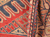 handmade Geometric Super Kazak Rust Tan Hand Knotted RECTANGLE 100% WOOL area rug 7x9