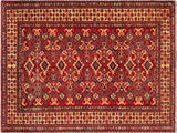 Tribal Super Kazak Rick Red/Tan Wool Rug - 7'8'' x 11'2''