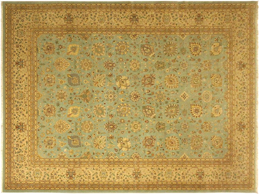 handmade Transitional Design Lt. Blue Tan Hand Knotted RECTANGLE 100% WOOL area rug 10x14