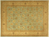 Turkish Knotted Istanbul Lester Blue/Tan Wool Rug - 10'3'' x 14'0''