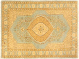Turkish Knotted Kashan Istanbul Clinton Blue/Gold Wool Rug - 3'2'' x 5'0''