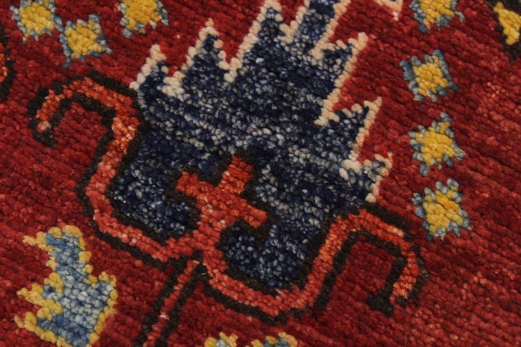 handmade Geometric Kafkaz Red Ivory Hand Knotted RUNNER 100% WOOL area rug 3x10 