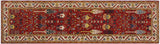 handmade Geometric Kafkaz Red Ivory Hand Knotted RUNNER 100% WOOL area rug 3 x 10