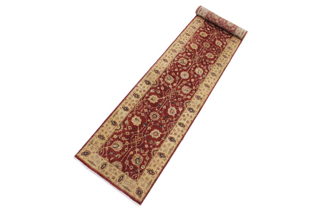 handmade Traditional Kirman Red Gold Hand Knotted RUNNER 100% WOOL area rug 3x12 