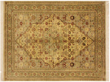 handmade Traditional Tabriz Beige Green Hand Knotted RECTANGLE 100% WOOL area rug 4x6