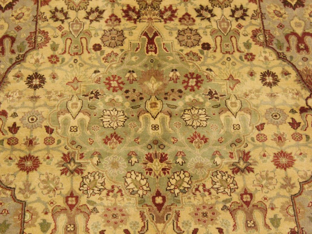 handmade Traditional Tabriz Beige Green Hand Knotted RECTANGLE 100% WOOL area rug 4x6
