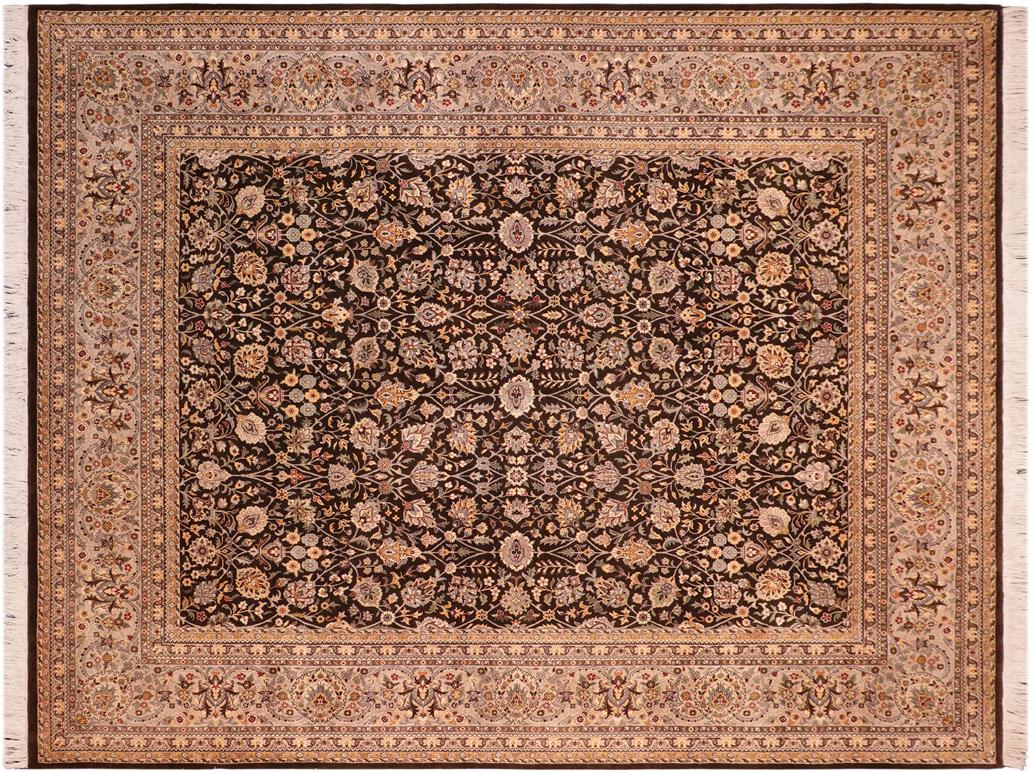 handmade Traditional Regular Brown Gray Hand Knotted RECTANGLE 100% WOOL area rug 8x11