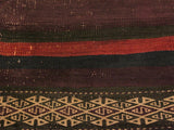 handmade Geometric Kilim Red Orange Hand-Woven RUNNER 100% WOOL area rug 4x7