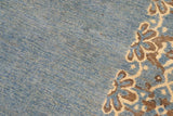 Handmade Kafakz Chobi Ziegler Modern Contemporary Blue Beige Hand Knotted Rectangel Hand Knotted 100% Vegetable Dyed wool area rug 9 x 12