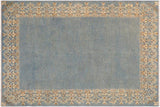 Eclectic Ziegler Judy Blue Beige Hand-Knotted Wool Rug - 9'1'' x 12'4''