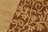 Handmade Kafakz Chobi Ziegler Modern Contemporary Tan Brown Hand Knotted Rectangel Hand Knotted 100% Vegetable Dyed wool area rug 9 x 12