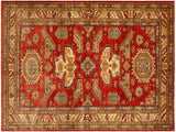 Bohemian Super Kazak Keturah Red/Tan Wool Rug - 5'8'' x 7'11''