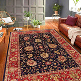 handmade Traditional Kafkaz Chobi Ziegler Blue Red Hand Knotted RECTANGLE 100% WOOL area rug 9 x 12