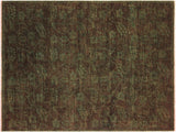 Over Dyed Sandee Green/Green Hand-Knotted Rug  - 5'10 x 7'3