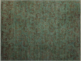 A08191, 9 3"x1110",Over Dyed                     ,9x12,Green,BROWN,Hand-knotted                  ,Pakistan   ,100% Wool  ,Rectangle  ,652671171949