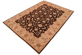 handmade Traditional Kafkaz Chobi Ziegler Brown Tan Hand Knotted RECTANGLE 100% WOOL area rug 9 x 12