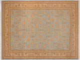 Turkish Knotted Istanbul Guadalup Blue/Tan Wool Rug - 10'0'' x 14'3''