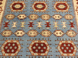 handmade Geometric Khorgeen Blue Rust Hand Knotted RECTANGLE 100% WOOL area rug 6x8