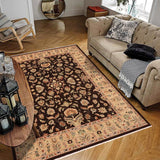 handmade Traditional Kafkaz Chobi Ziegler Dark Brown Tan Hand Knotted RECTANGLE 100% WOOL area rug 9 x 12