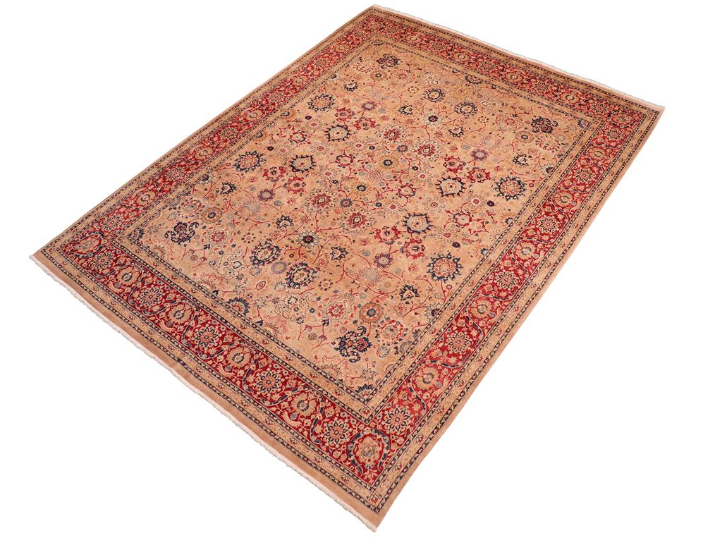 handmade Traditional Tabriz Tan Red Hand Knotted RECTANGLE 100% WOOL area rug 8x10