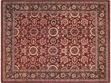 handmade Traditional Agra Tabriz Aubergine Blue Hand Knotted RECTANGLE 100% WOOL area rug 8x10