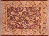 handmade Traditional Anmol Agra Aubergine Tan Hand Knotted RECTANGLE 100% WOOL area rug 8x10