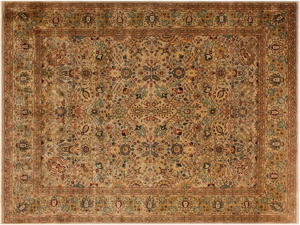 handmade Traditional  Lt. Tan Lt. Tan Hand Knotted RECTANGLE 100% WOOL area rug 8x10