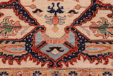 handmade Geometric Kafkaz Chobi Ziegler Ivory Blue Hand Knotted RECTANGLE 100% WOOL area rug 8 x 9