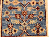 handmade Geometric Khurgeen Beige Blue Hand Knotted RUNNER 100% WOOL area rug 3x10