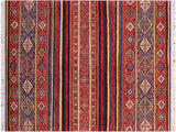 handmade Geometric Khorgeen Red Blue Hand Knotted RECTANGLE 100% WOOL area rug 6x8
