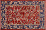 Classic Ziegler Abe Rust Blue Hand-Knotted Wool Rug - 6'0'' x 7'11''