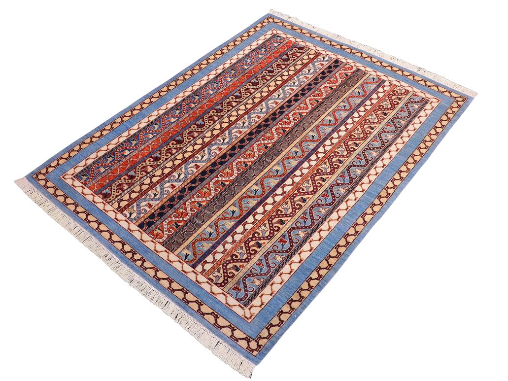 handmade Transitional Shawl Lt. Blue Ivory Hand Knotted RECTANGLE 100% WOOL area rug 6x8