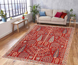 handmade Transitional Kafkaz Chobi Ziegler Red Red Hand Knotted RECTANGLE 100% WOOL area rug 7 x 10