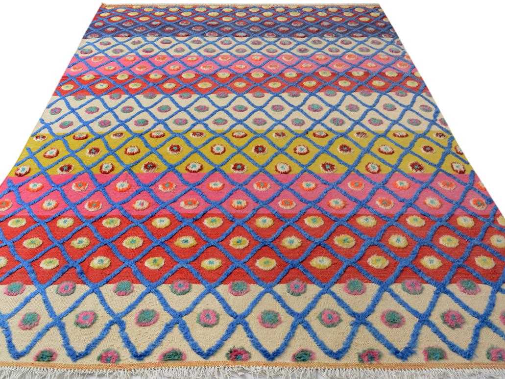 handmade Modern Moroccan Hi Beige Red Hand Knotted RECTANGLE 100% WOOL area rug 8x10