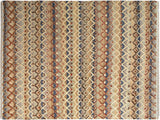 Modern Moroccan High-Low Newton Tan/Blue Wool Rug - 8'3'' x 10'6''
