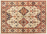handmade Traditional Kafkaz Chobi Ziegler Ivory Blue Hand Knotted RECTANGLE 100% WOOL area rug 5 x 7