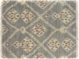 Tribal Moroccan Quintin Gray/Ivory Wool Rug - 3'10'' x 6'1''