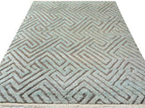 handmade Modern Moroccan Hi Gray Green Hand Knotted RECTANGLE 100% WOOL area rug 8x10
