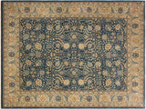 Turkish Knotted Istanbul Heidi Teal Blue/Tan Wool Rug - 8'2'' x 10'3''