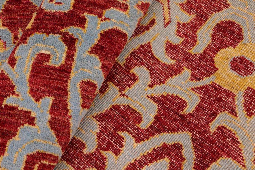 handmade Modern Kafkaz Red Blue Hand Knotted RECTANGLE 100% WOOL area rug 6x9