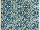 Modern Nabila Blue/Ivory Wool&Silk Rug - 4'2'' x 6'0''