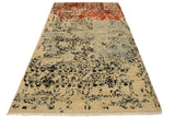 handmade Modern Abstract Blue Red Hand Knotted Rectangel Hand Knotted 100% Vegetable Dyed wool area rug 4 x 6