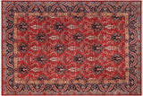 Boho Chic Ziegler Roselia Red Blue Hand-Knotted Wool Rug - 8'1'' x 9'11''